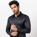 Men's Dark Grey Satin Formal Shirt-3