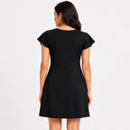 Women's Peach & Black Color Block Cap Sleeve Sheath Mini Dress-1