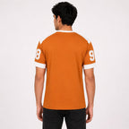 Men's Orange Motorsport Graphic Contrast Panel Crew Neck T-Shirt | Regular Fit Half Sleeve Casual Tee-4