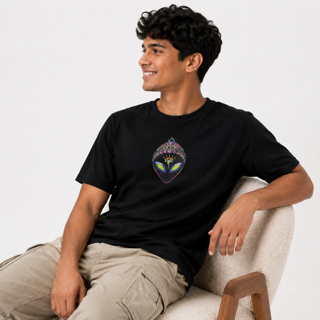 Men's Black Graphic Oversized T-Shirt-2