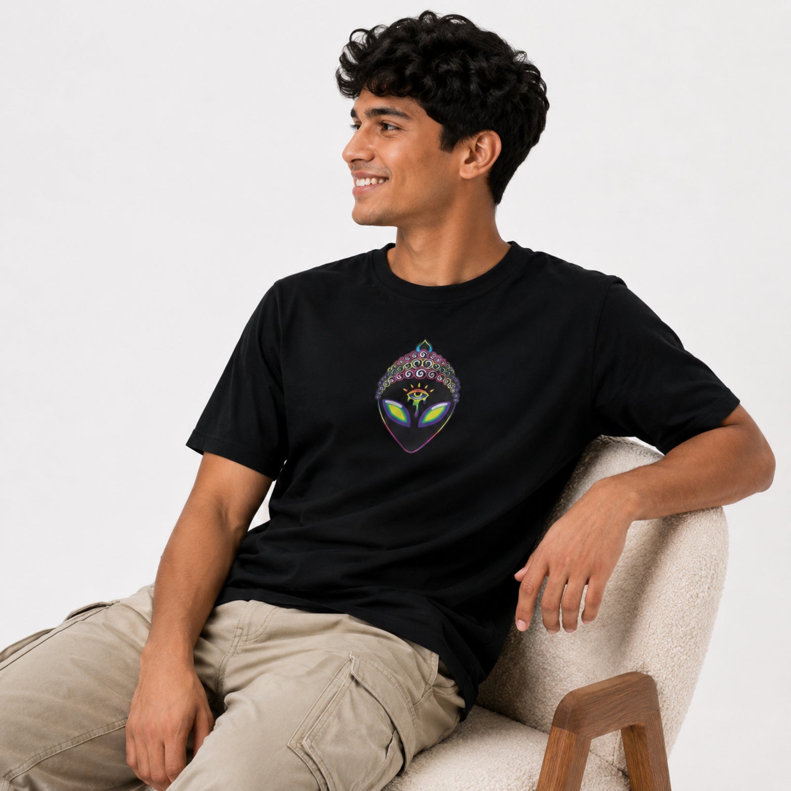 Men's Black Graphic Oversized T-Shirt-2