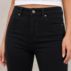 Women's Black Straight Fit Denim Jeans-4