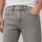 Men's Light Grey Washed Straight Fit Denim Jeans-2