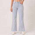 Women's Frost Grey Frayed Hem Wide Leg Jeans-1