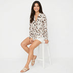 Ivory Abstract Print V-Neck Tunic Top-4