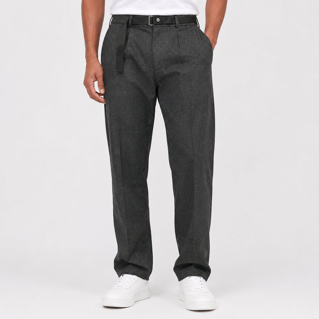 Men's Charcoal Noir Relaxed Fit Formal Trousers-3