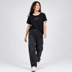 Women's Black Graphic Ringer T-Shirt-1