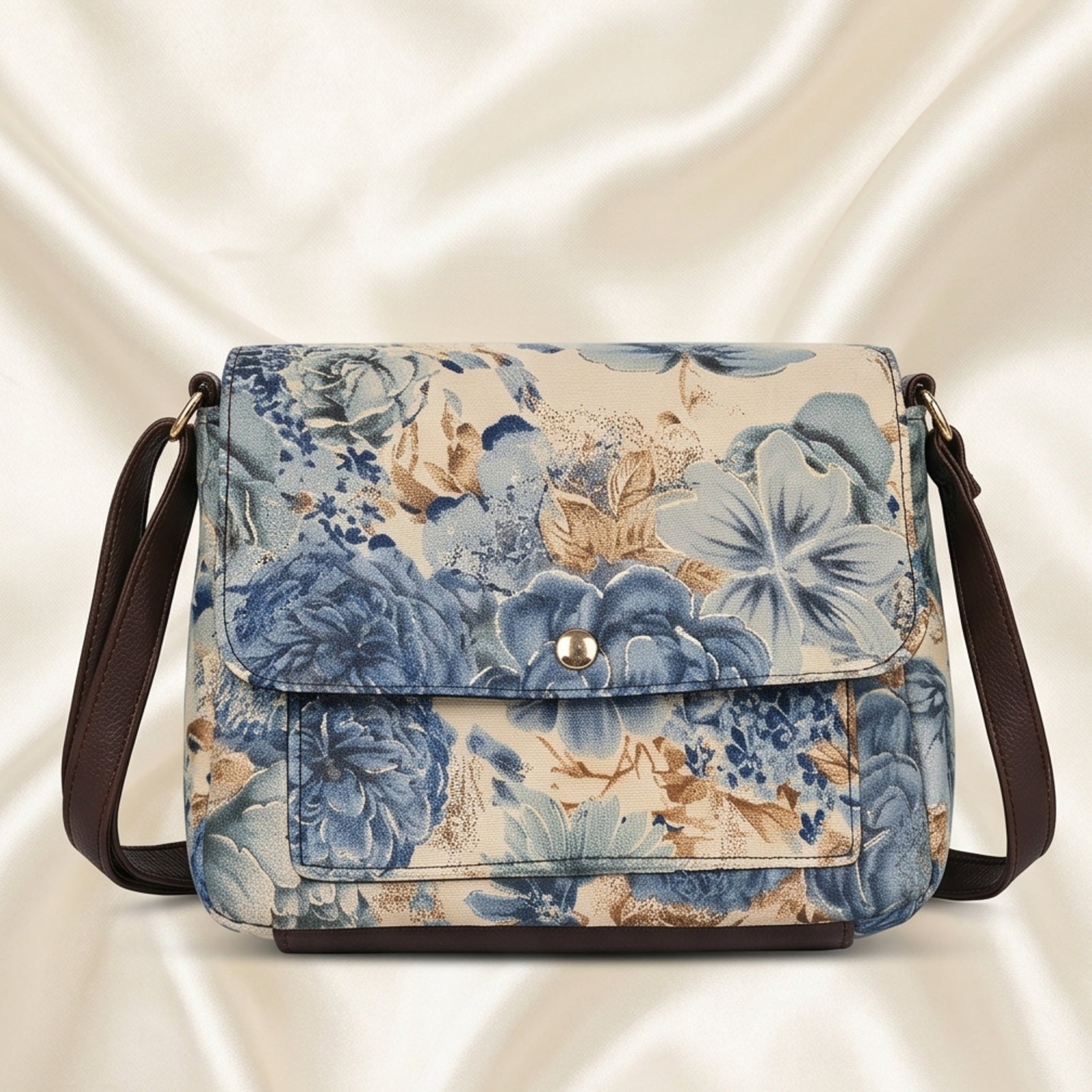 Women's Blue Floral Print Sling Bag | Elegant Crossbody Shoulder Bag for Women-1