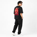 Men's Black Oversized Graphic Streetwear T-Shirt-1