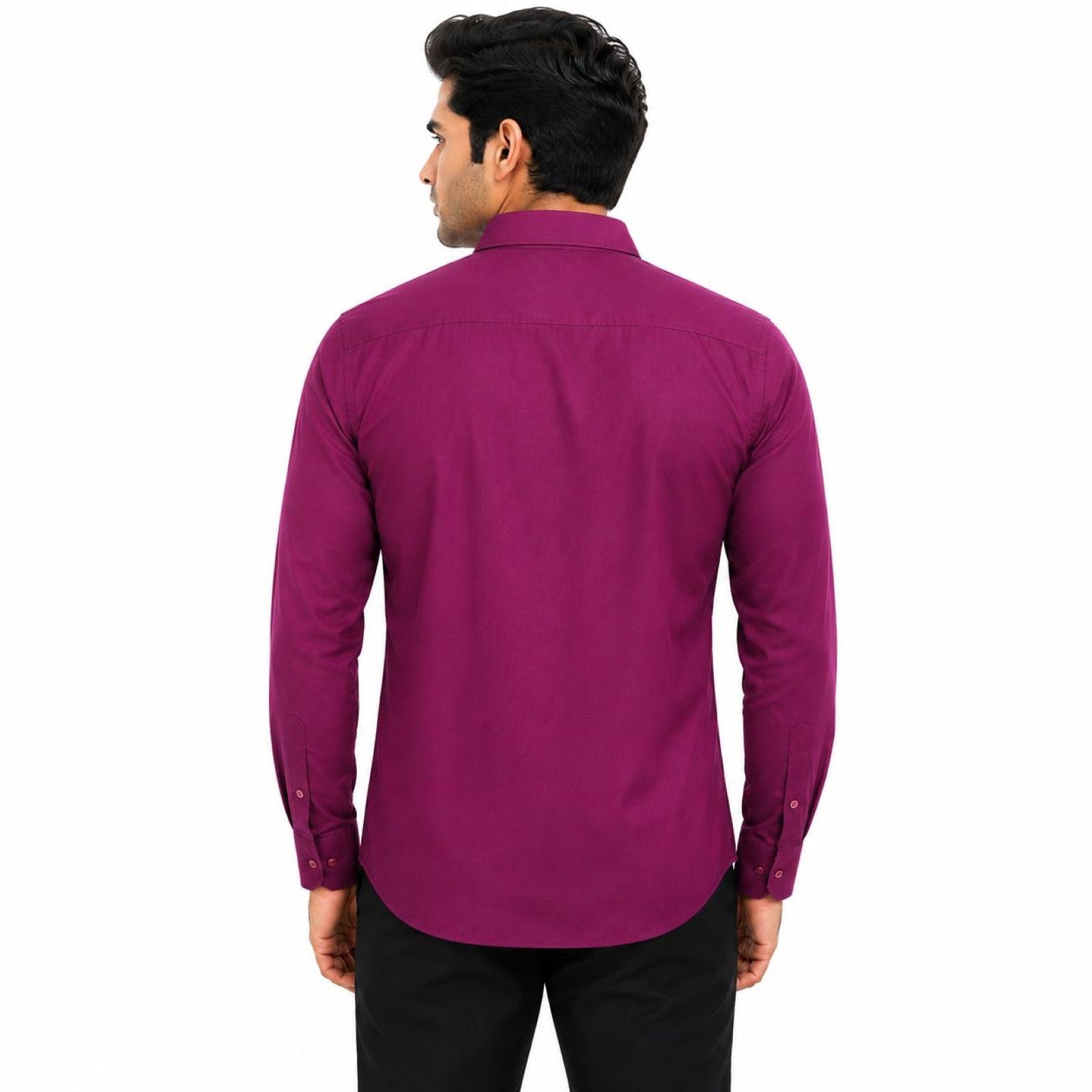 Men's Wine Solid Full Sleeve Formal Shirt with Chest Pocket-4