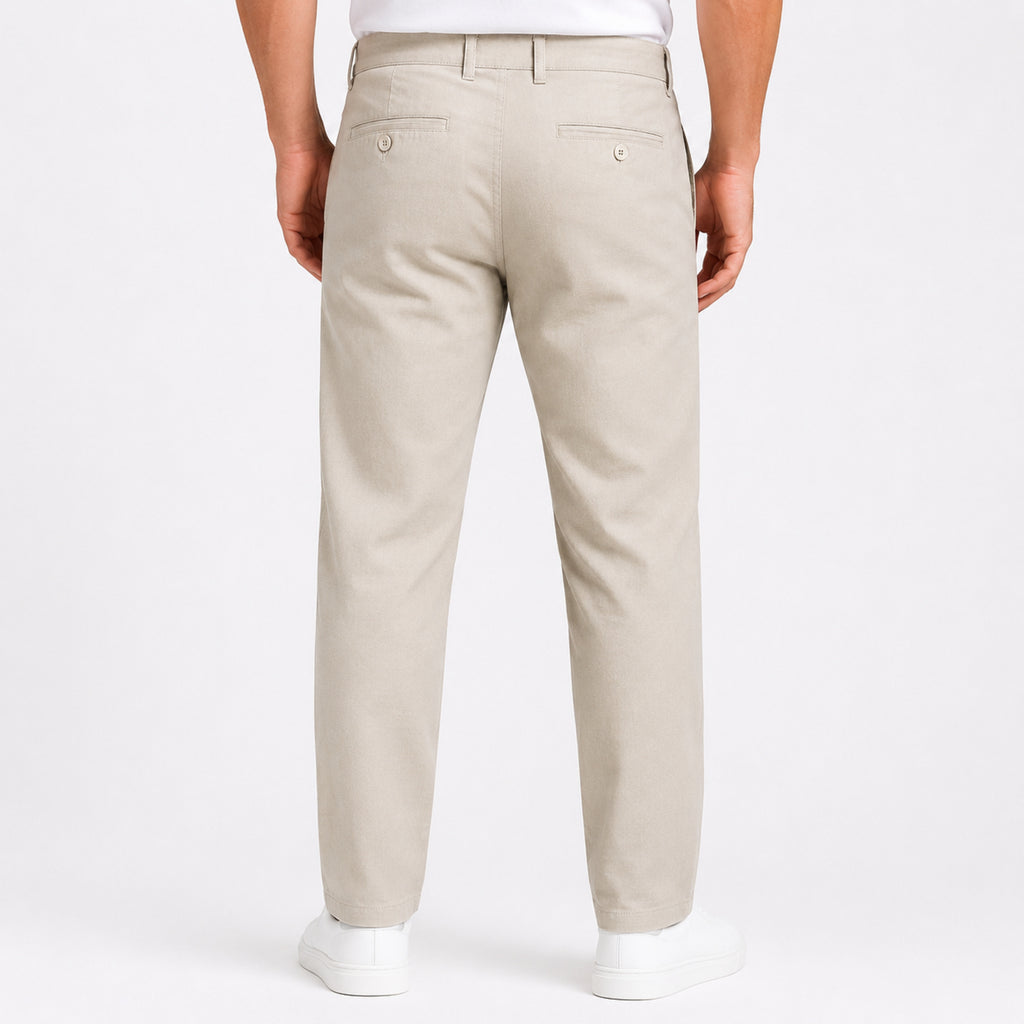 Men's Stone Beige Slim Fit Casual Trousers-4