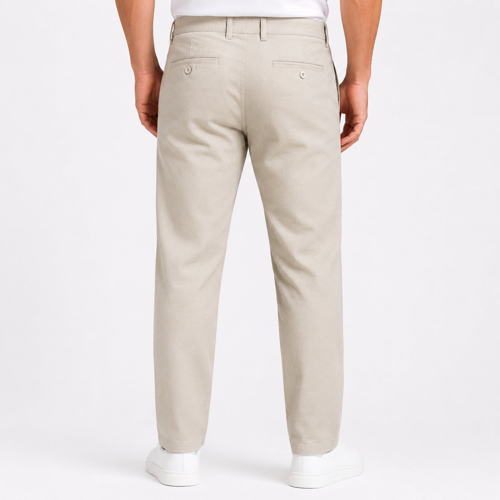 Men's Stone Beige Slim Fit Casual Trousers-4
