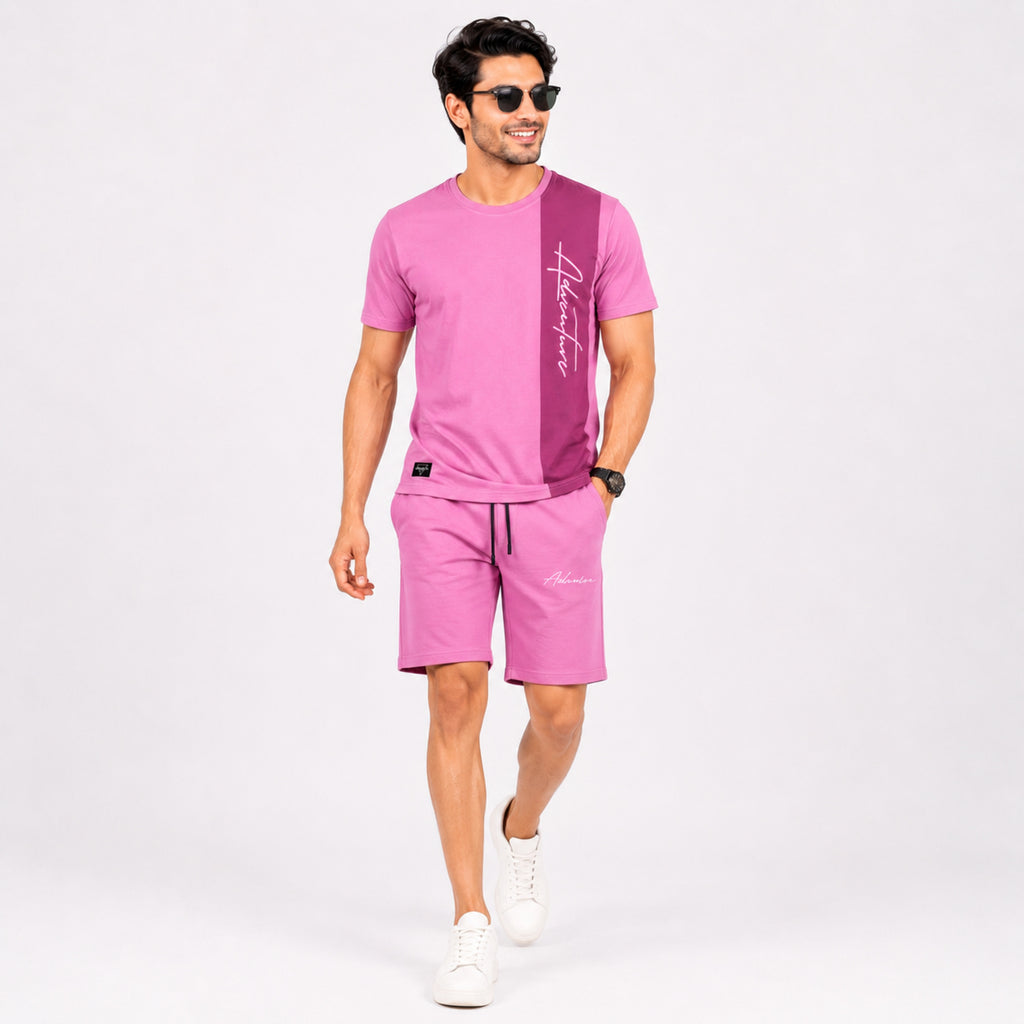 Men's Pink Casual Co-ord Set-4