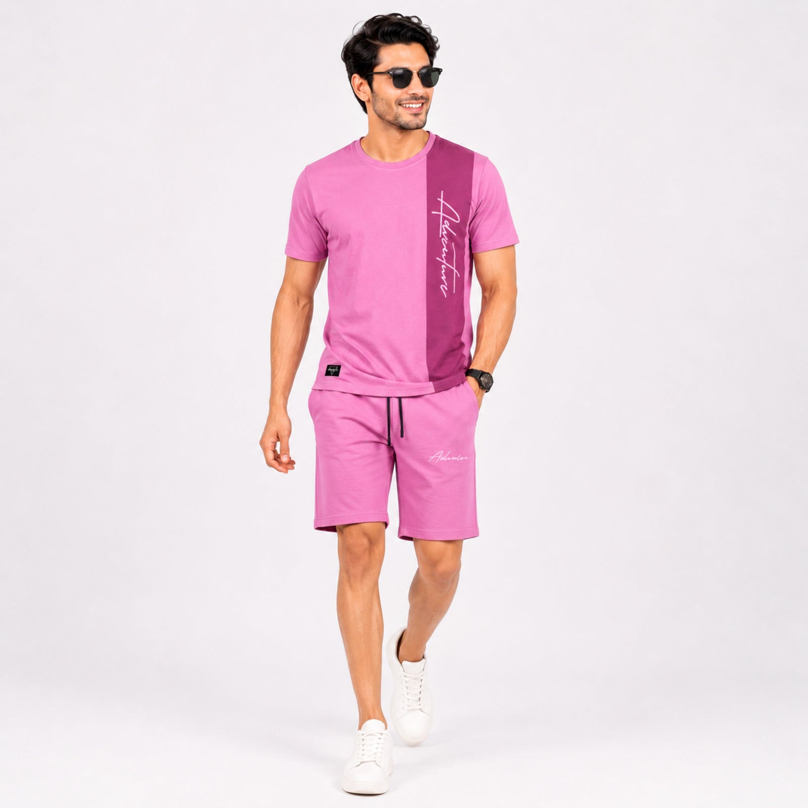 Men's Pink Casual Co-ord Set-4