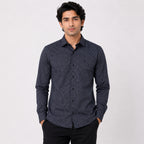 Men's Black Micro Print Formal Shirt-1