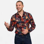 Men's Retro Abstract Print Full Sleeve Shirt-1