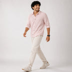 Men's Peach Textured Casual Cotton Shirt-4