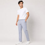 Men's Ice Blue Slim Fit Formal Trousers-2