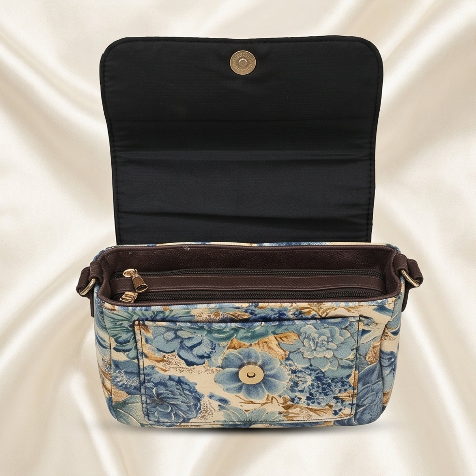 Women's Blue Floral Print Sling Bag | Elegant Crossbody Shoulder Bag for Women-4