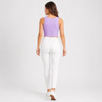 Women's Lavender Sleeveless Round Neck Crop Top-4