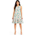 Women's Floral Printed Sleeveless Fit & Flare Knee Length Dress-1
