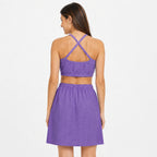 Women's Purple Halter Neck Crop Top & A-Line Skirt Co-Ord Set-4