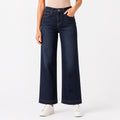 Women's Sleek High-Waist Wide-Leg Navy Blue Denim Jeans-1