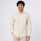 Men's Cream Floral Printed Premium Casual Shirt-2