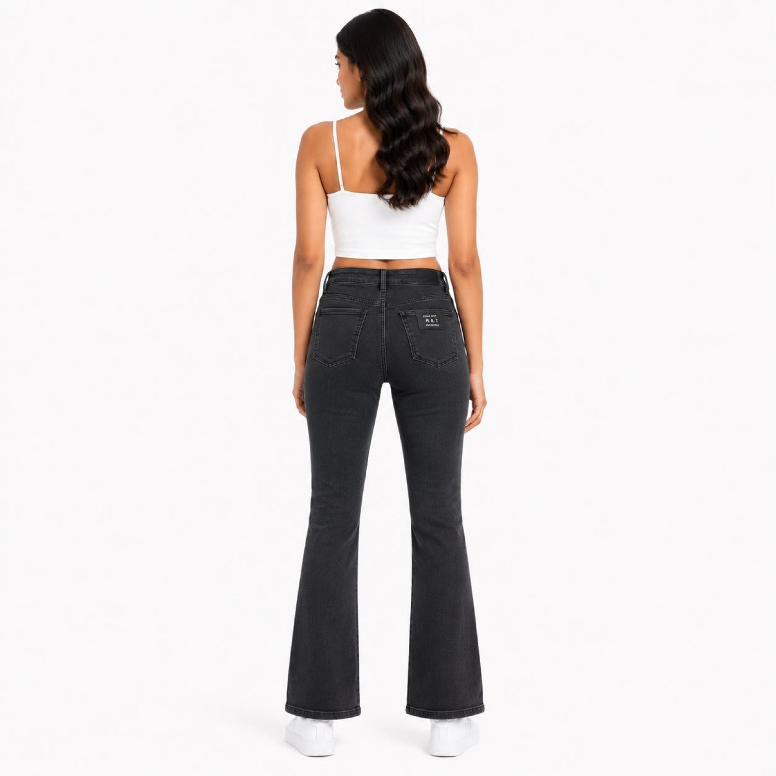 Women's Grey High-Rise Bootcut Denim Jeans with Washed Finish-4