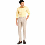 Men's Cream Double Pleated Tapered Formal Trousers | Tailored Smart Office Wear Pants-1
