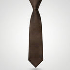 Men's Luxury Micro-Patterned Coffee Brown Silk Formal Necktie-1