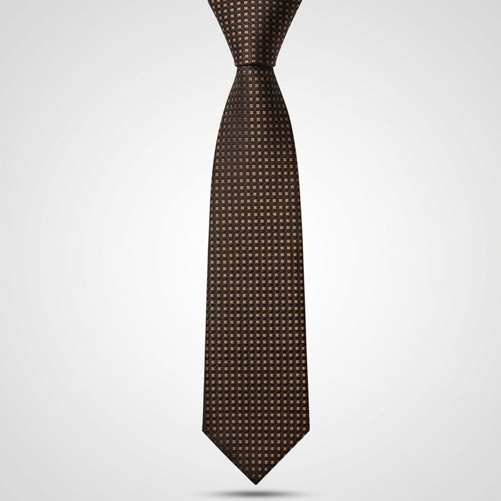Men's Luxury Micro-Patterned Coffee Brown Silk Formal Necktie-1