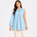 Women's Smoke Blue One Sleeve Gathered Tunic Top-1