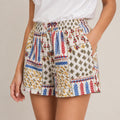 Women's Printed Elastic Waist Shorts-1