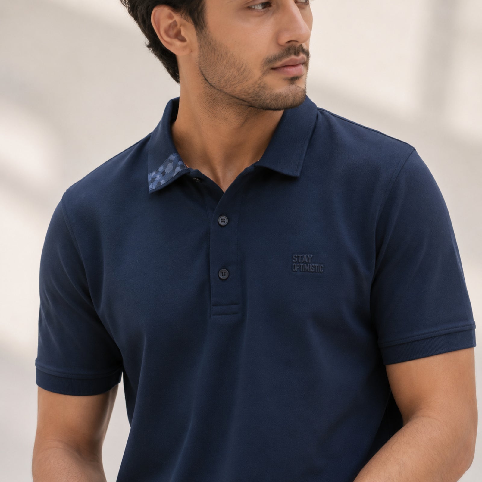 Men's Navy Blue Premium Polo Collar T-Shirt-4