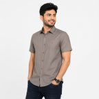 Men's Classic Grey Half Sleeve Casual Shirt-2