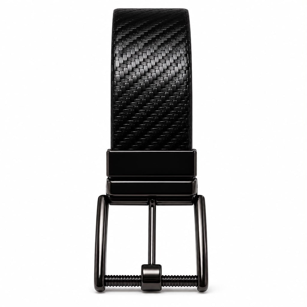 Men's Black & Brown Woven Texture Leather Belt-3