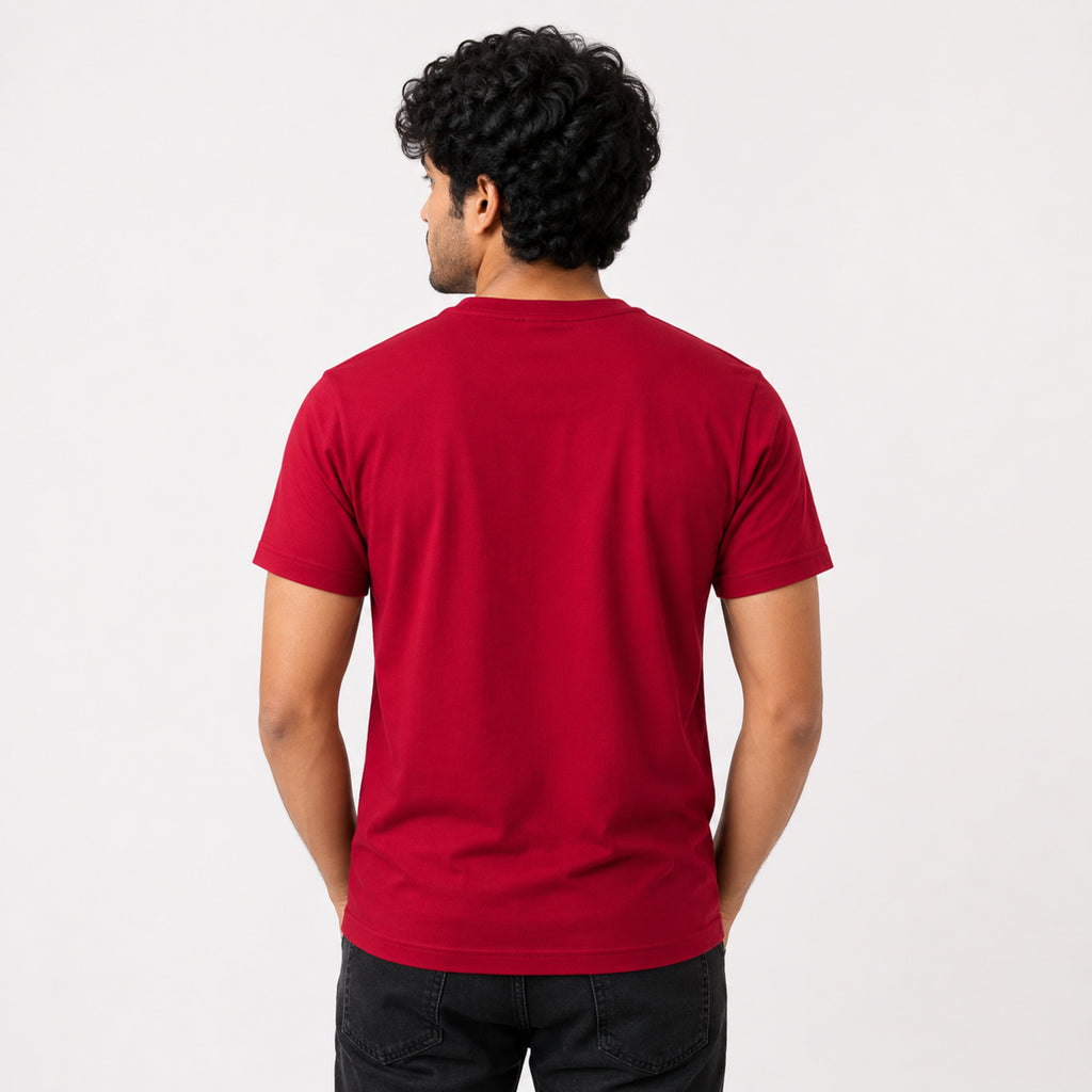 Men's Maroon Graphic Printed Casual T-Shirt-1